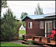 Get a glimpse of the Mountain View’s  tepees from the Red Apple Rooms back deck.